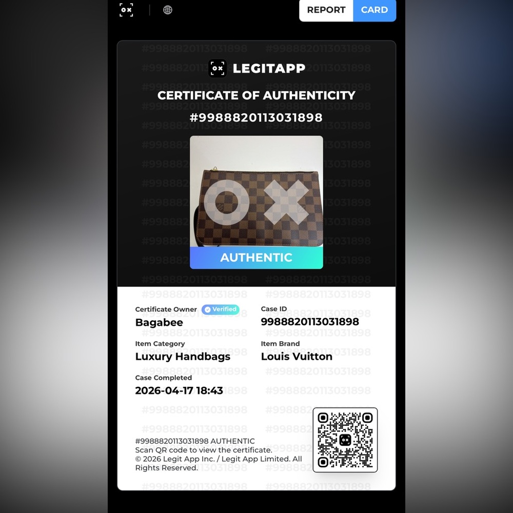 Authentic Louis Vuitton Damier Ebene Neverfull Pochette Wristlet Bag - Picture 13 of 13